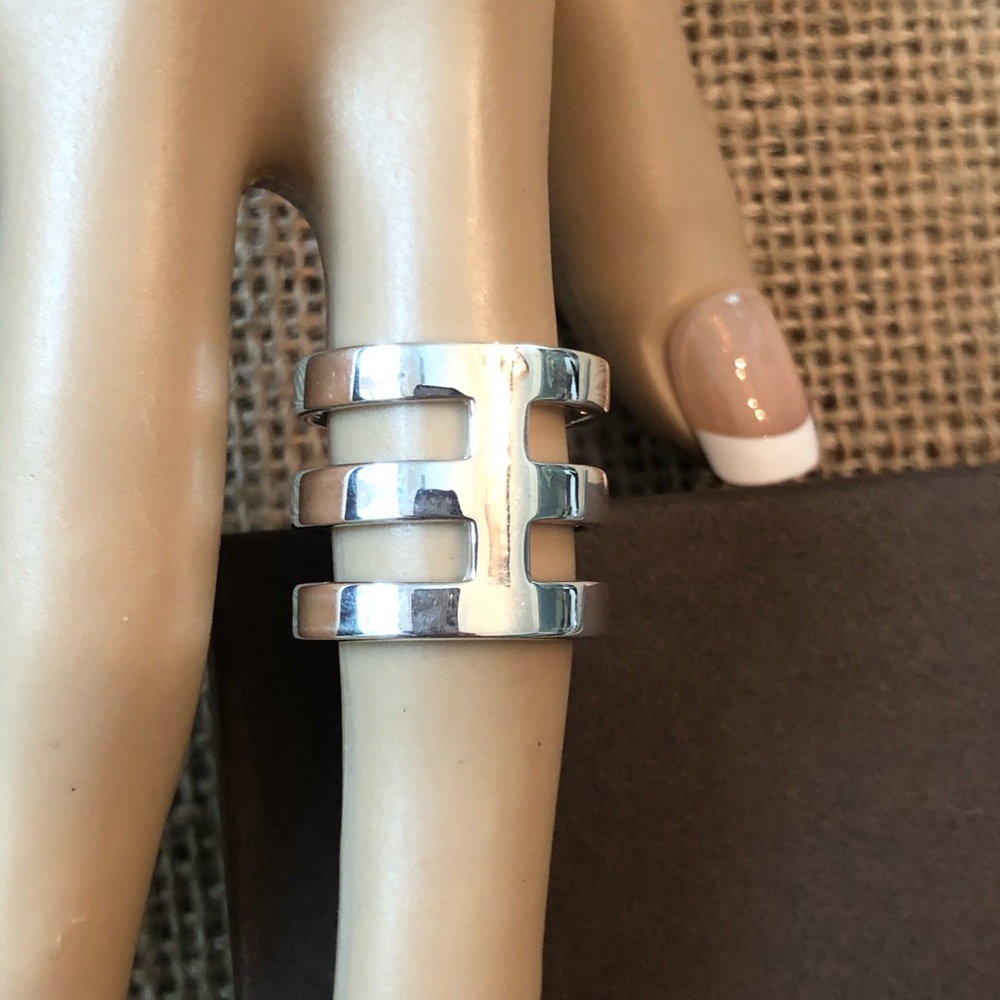 Silpada Triple Bar Band Sterling Wide Ring Sz 7 - Picture 6 of 8
